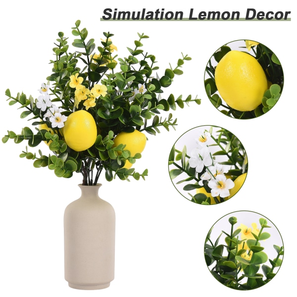 (5 citronfrukter) Vår och sommar dekoration eukalyptus citron tvåfärgade buketter (bukett)