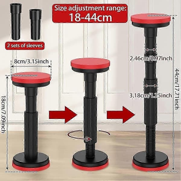Telescopic Support Rod Mounting Support Adjustable 18-44cm, Ceiling Support Lift Rod for Cabinets (2-pack) Svart röd