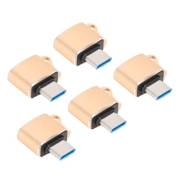 5 stk. USB C Han til USB 2.0 OTG Adapter Bærbar Datakonverter til Computertilbehør Guld