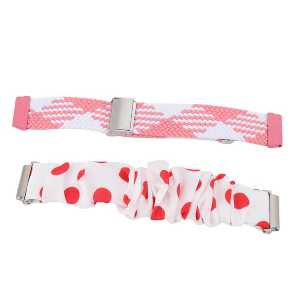 2 st Vävda Klockarmband för Fitbit Versa Justerbart Elastiskt Hårband med 4 Fjäderstift