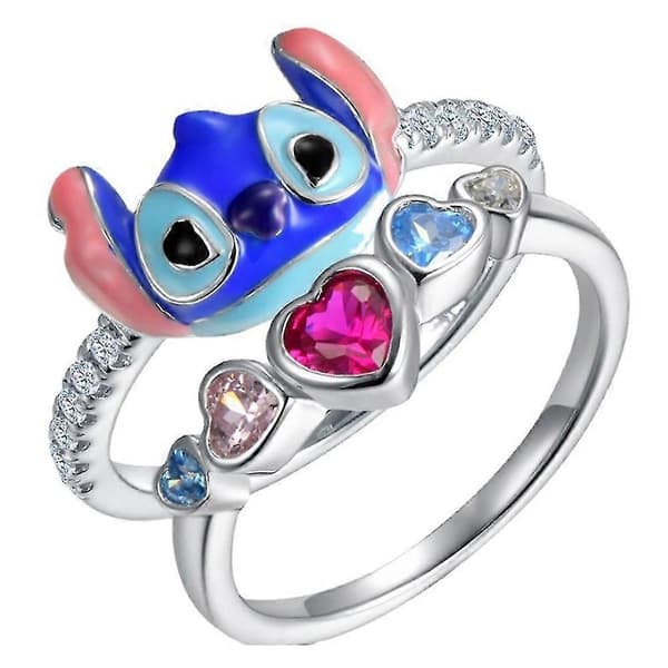 Lilo & Stitch Ringe Mousserende Hjerte Cubic Zirconia Ring Kvinder Mode Smykker Gave 6
