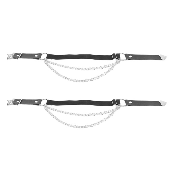 2 stk. Kvinders Benstrømper 45,5 cm Lange Kunstig Læder Metal Kæde Justerbare Spænder Lårbælte til Cosplay Fest Halloween
