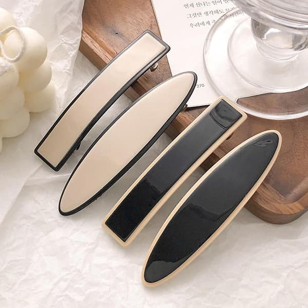 Hårklämmor i modedesign, multifunktionell hårnål för utomhusresor Black Oval