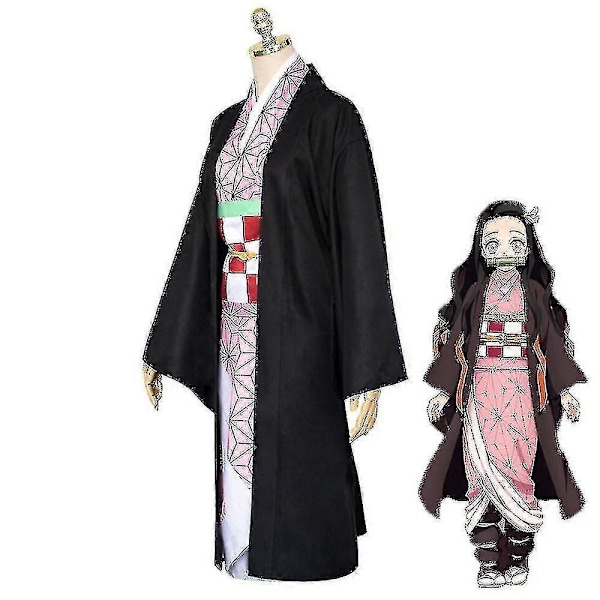 Barn Demon Slayer Anime Kostym Outfit Set -bc PHE59 Kamado Nezuko 9-10 Years