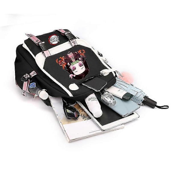 3 st Kamado Nezuko Demon Slayer Ryggsäckar Set för Flickor Anime Skolväska Tonåring Student Canvas Laptop Ryggsäck Kvinnor Ryggsäck 4970742