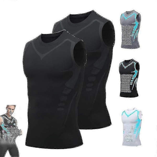 Posture Corrector Vest för män, Ionic Shaping Sleeveless Shirt S 2pcs Black