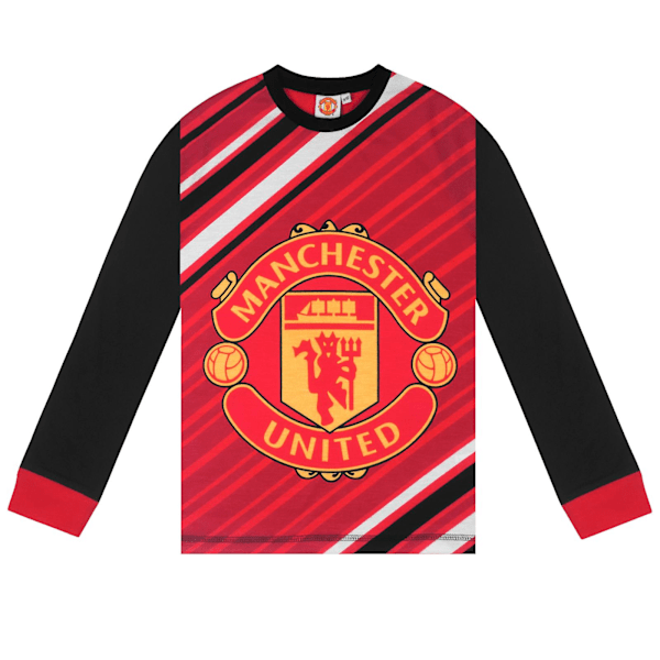 Manchester United Pojkpyjamas Långa Sublimering Officiell Fotbollspresent Red 5-6 Years