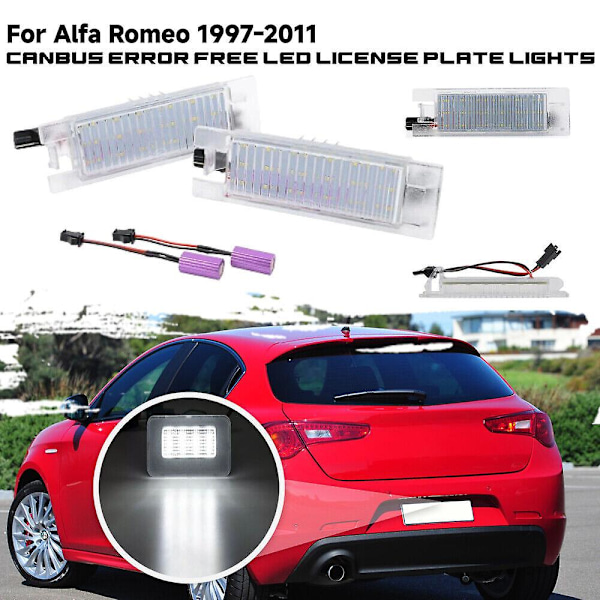 Par LED-registreringsnummerlampa för Alfa Romeo 147 156 159 166 Giulietta MiTo