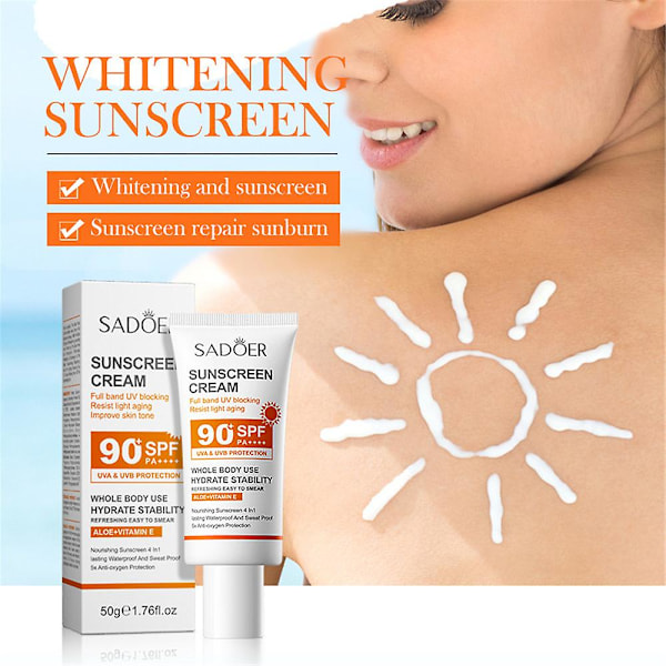 Spf 90+ Solskyddsmedel För Ansikte Hela Kroppen Användning Solskyddsmedel UV-resistent Reparerande Solskyddsmedel Ansikts Solskyddsmedel sunscreen 50g