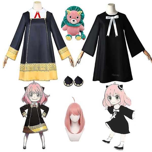 Halloween Spy X Family Anya Forger Cosplay Kostym Anime Cosplay Peruk Vuxna Kläder Inklusive Strumpor Djävulshorn Huvudbonad Only Doll 8 L