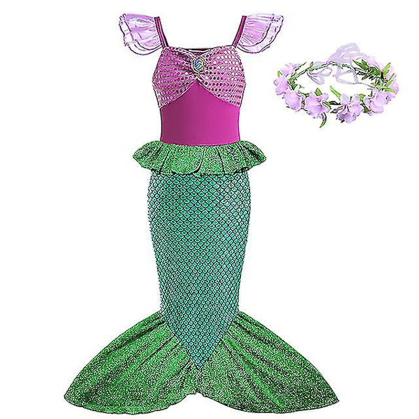 Kostym Barn För Flickor Kläder V 9-10T(size 150) 2pcs Mermaid Set2