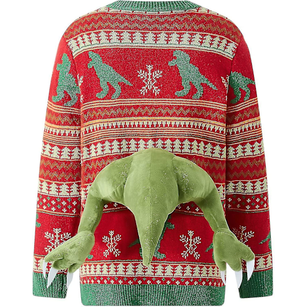 Unisex Stickad Ful Jultröja Nyhet 3D Söt Dock Pullover Tröjor Roliga Fester Semester Jumper Topp -gt TA Dinosaur Large