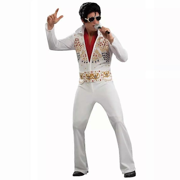 Halloween-kostymer 2024 Rockstjärna vit Elvis Presley stor herr- och damkostym utomhusfestföreställning dans cosplay-kostym C1 M