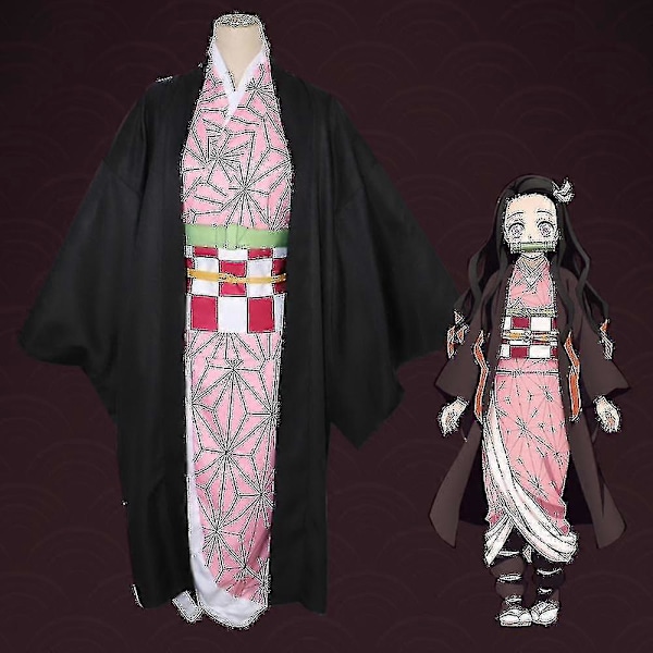 Barn Demon Slayer Anime Kostym Outfit Set -bc PHE59 Kamado Nezuko 13-14 Years