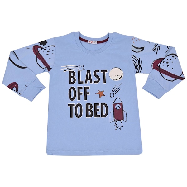 Barnens Raket Rymdskepp Blast Off Blå Pyjamas Set Blue 13 Years