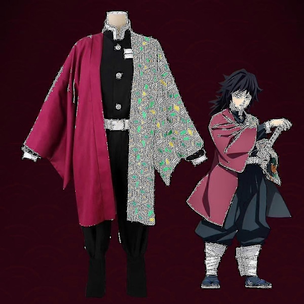 Barn Demon Slayer Anime Kostym Outfit Set -bc PHE59 Tomioka Giyuu 13-14 Years