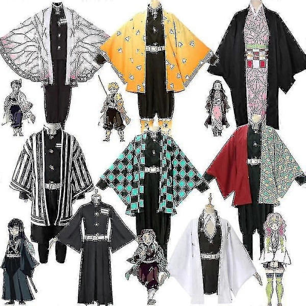 Barn Anime Demon Slayer Cosplay Kostym Set Vuxen Tanjirou Nezuko Dräkt Agatsuma Zenitsu XL