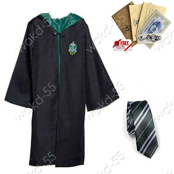 Harry Potter Magisk Rob Cosplay Kostym Kappa Barn Rollspel Slytherin greenTie 155cm