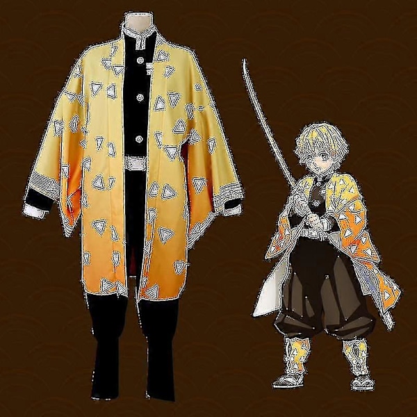 Barn Anime Demon Slayer Cosplay Kostym Set Vuxen Tanjirou Nezuko Dräkt Agatsuma Zenitsu S