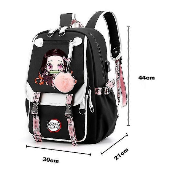 3 st Kamado Nezuko Demon Slayer Ryggsäckar Set för Flickor Anime Skolväska Tonåring Student Canvas Laptop Ryggsäck Kvinnor Ryggsäck 4970740