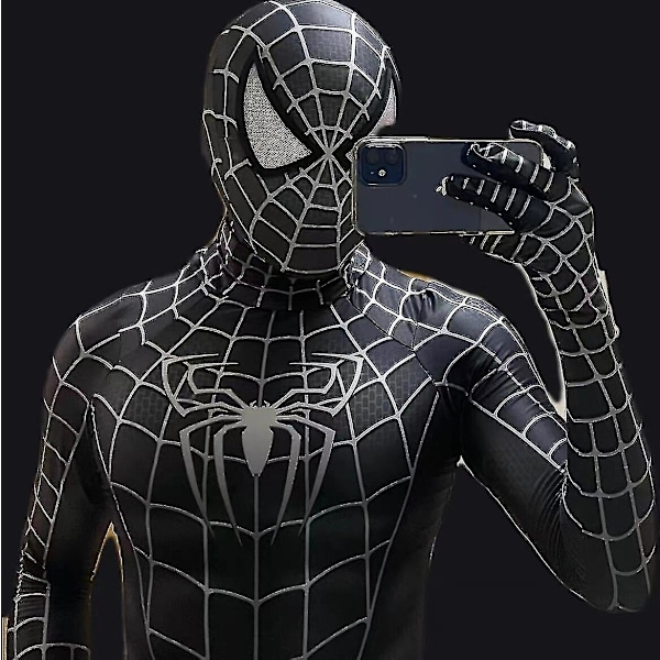 Halloween Herrarnas Svarta Remy Spiderman Cosplay Kostym Venom Symbiote Remy Dräkt Body Adult Hood Detachable XXXL