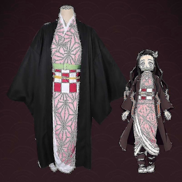 Barn Anime Demon Slayer Cosplay Kostym Set Vuxen Tanjirou Nezuko Dräkt Kamado Nezuko 120