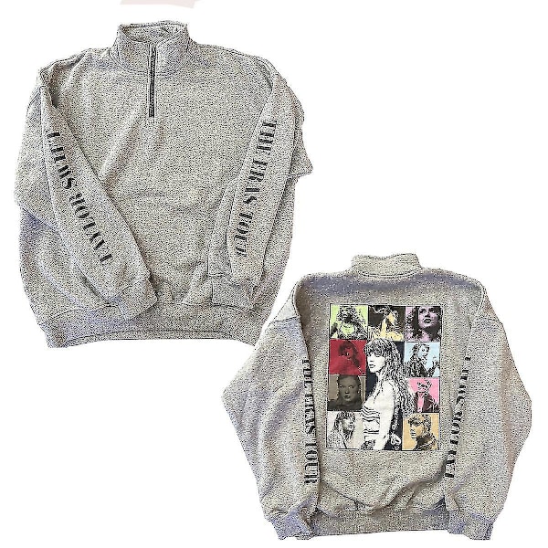 2024 Ny Taylor Swift The Eras Tour Dragkedja Sweatshirt Tryckt Långärmad Rundhalsad Casual Lös Tröja Toppar Fans Presenter För Män Kvinnor Vuxen Unisex d`AA XL