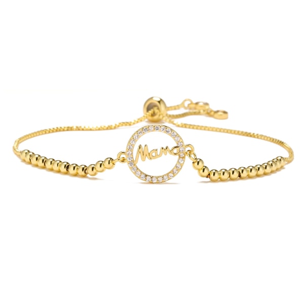 （Rundt rent bogstav）Dainty Gold Link Chain Armbånd til kvinder, ZQKLA