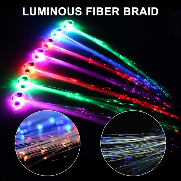 LED-lampor för hår, 12 lysande fiberoptiska LED-hårstänger, ZQKLA