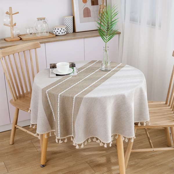 Rund duk 150cm Khaki Vaskbar Bomull & Lin, ZQKLA