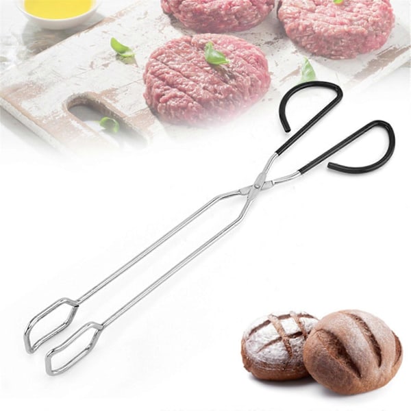 Sort Ekstra Lange Saksetænger Rustfrit Stål Grilltænger 40cm Sort BBQ