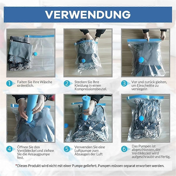 Vakuumförvaringspåsar för Kläder - 10-pack 40 X 30 cm Återanvändbara Förvaringspåsar Vakuumförvaringspåsar med Försegling och Utrymme