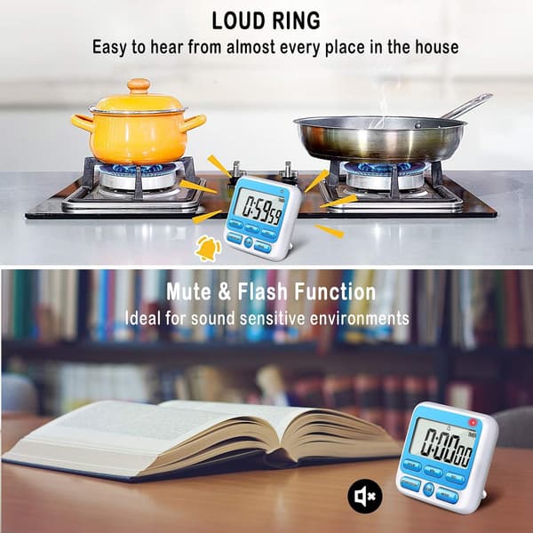 Digital Köktimer med Tyst/Hög Larmknapp PÅ/AV, ZQKLA