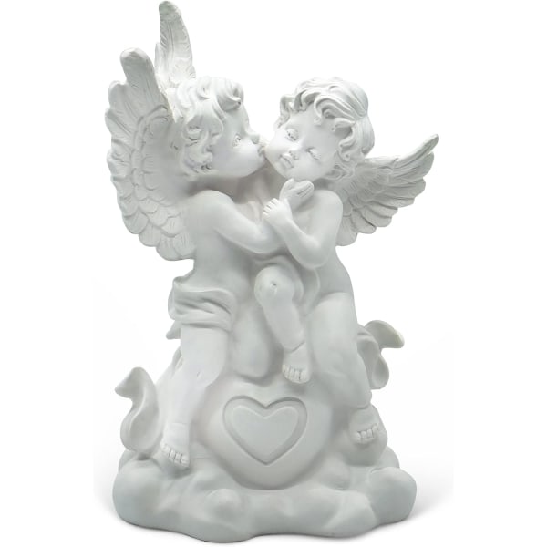 Ängelskulptur som dekoration - Änglapar med ett hjärta som,ZQKLA