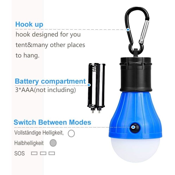Campinglykta LED-lykta 3 Lägen Vattentät Nödlampa, ZQKLA