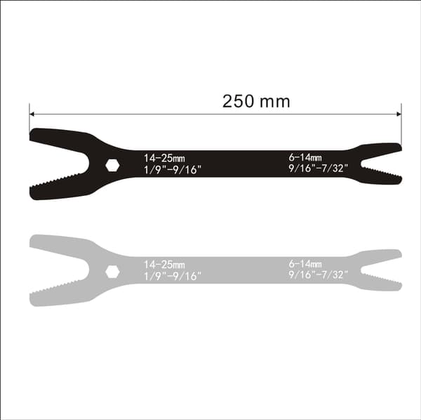 Universal Nøgle - 7/32 til 1 tomme (6 til 25 mm) 9 3/4 tomme (25 cm) (Y-