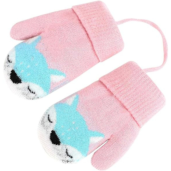 Baby Pojkar Flickor Vinter Stickade Vantar Varma Fleecefodrade Handskar, ZQKLA