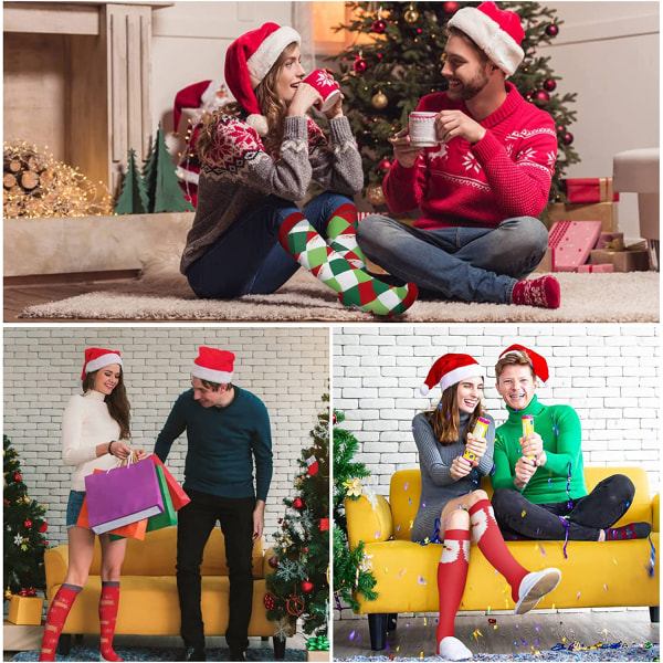 6 par julelårhøye sokker stripet over knestrømpen,ZQKLA