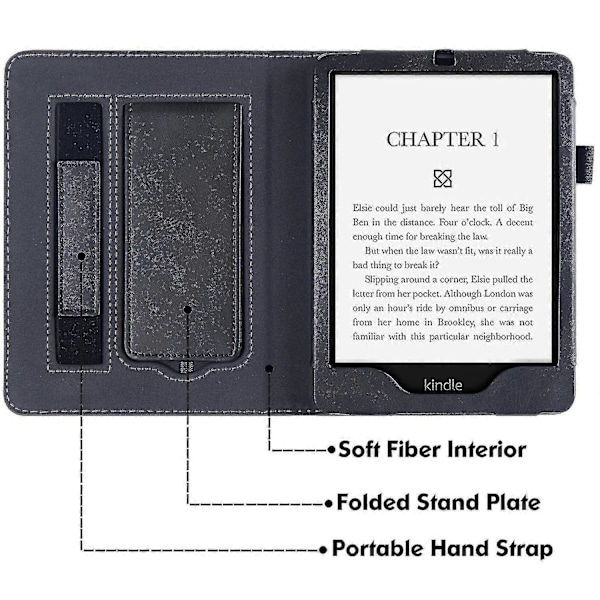 Kreativt Fodral med Ställ Kompatibelt med 6.8 Tum Kindle Paperwhite 11:e Generationen 2021 Black Gray