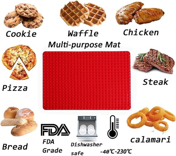 Ikke-klebende silikon bake- og stekematte, pyramideformet for sunn matlaging, R