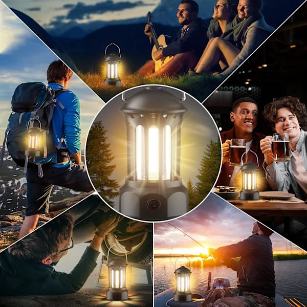 LED Campinglykta, Set om 2 Retro Batteridriven Camping, ZQKLA