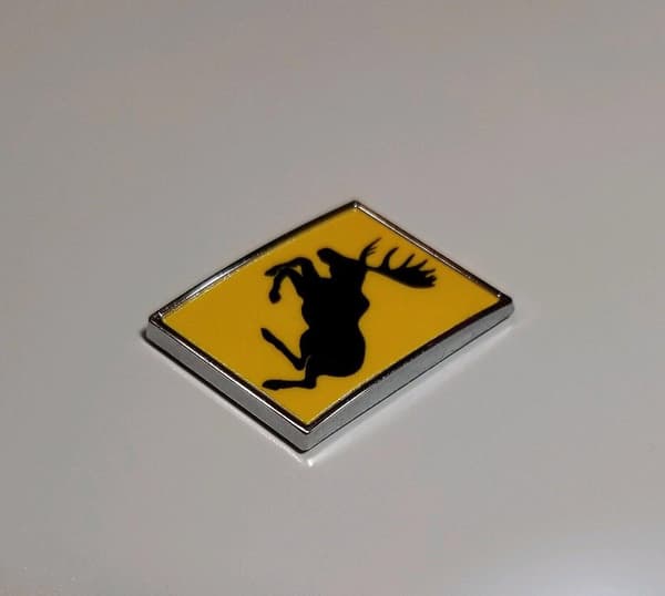Äkta Traditionell Galopperande Älg VOO  Hårdkrom Emblem