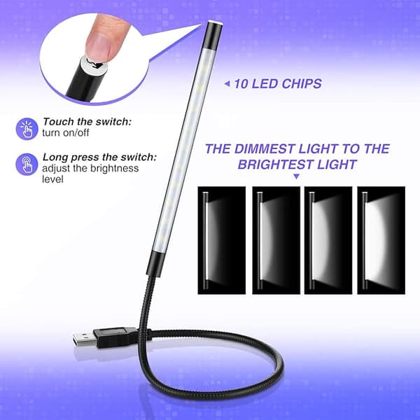 2 Stk. USB LED Leselys Stick Fleksibel USB Boklampe, ZQKLA