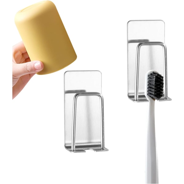 (Silver) Set med 2 2 i 1 tandborsthållare - väggmonterad Wi,ZQKLA