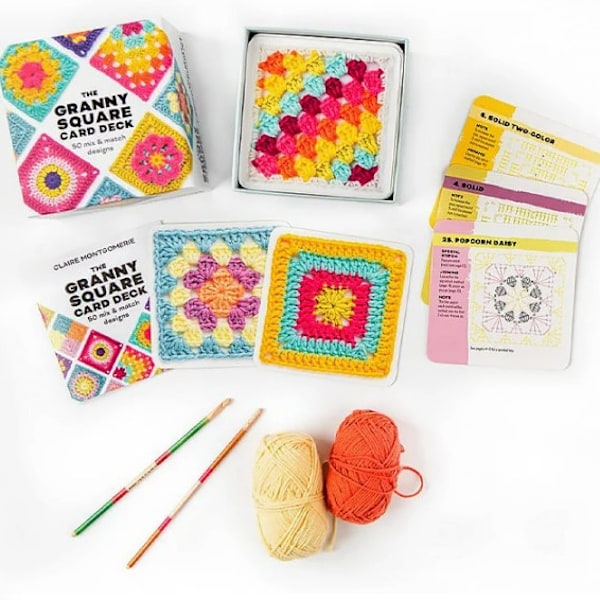 Granny Square -korttipakka, 50 sekoitettua mallia, aikuisille neulojille, Granny Square -korttipakka (Ei virkkuukoukkuja, ei lankaa)