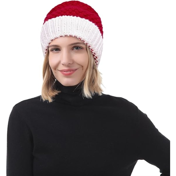 Tomtehatt Julmössa Vinter Varm Stickad Slouchy Hat för Adu,ZQKLA