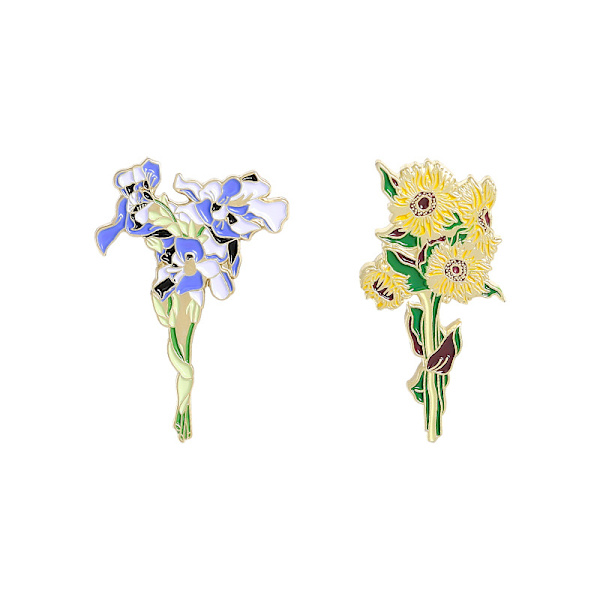 Kukkien Ristinappisetti 2 kpl Van Goghin Auringonkukka ja Iris
