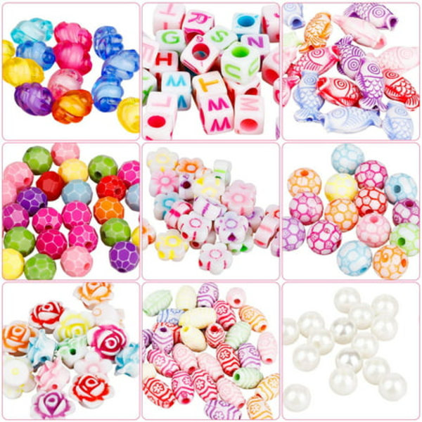 Barnas DIY Perlesett Perlesett for Smykkeproduksjon 750 Perler, ZQKLA