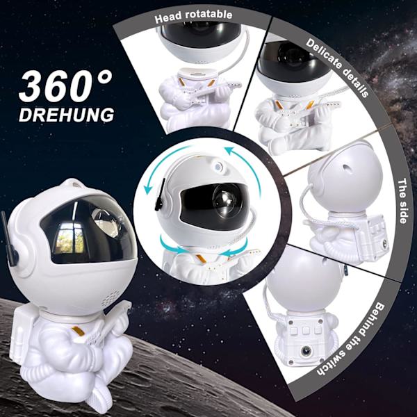 Stjernehimmel Projektor, Justerbar Lysstyrke Stjerne Galakse Astron, ZQKLA