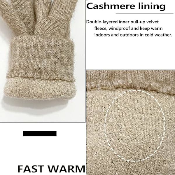 Termiske Vinterhandsker Dame Touch Screen Uld Varmt For C,ZQKLA